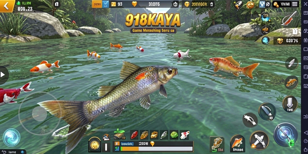 Screenshot 918KAYA menampilkan suasana memancing yang mendebarkan.