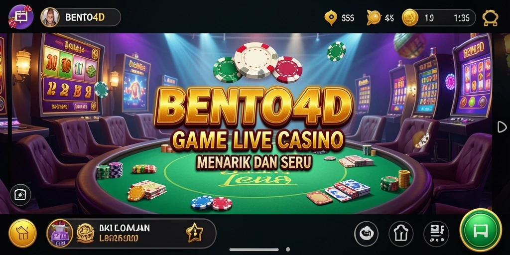 Screenshot gameplay BENTO4D yang menampilkan dealer langsung dan permainan kasino.