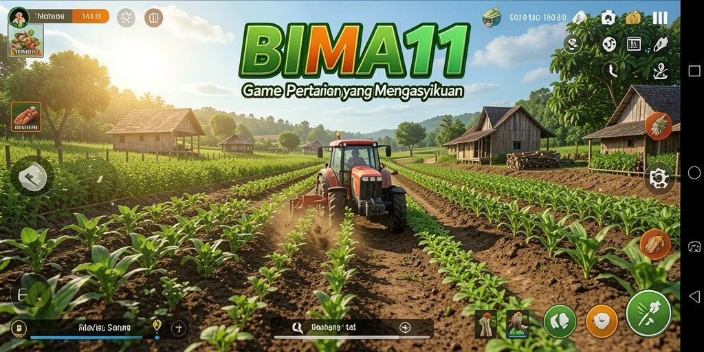 Screenshot gameplay BIMA11 menampilkan kegiatan bertani yang seru dan interaktif.