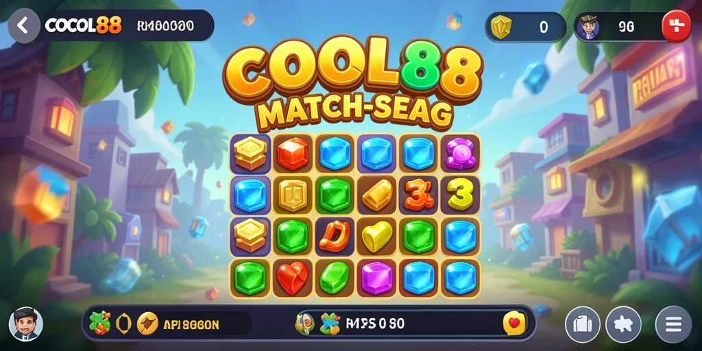 Screenshot COCOL88 menampilkan gameplay Match-3 yang penuh warna dan menantang.