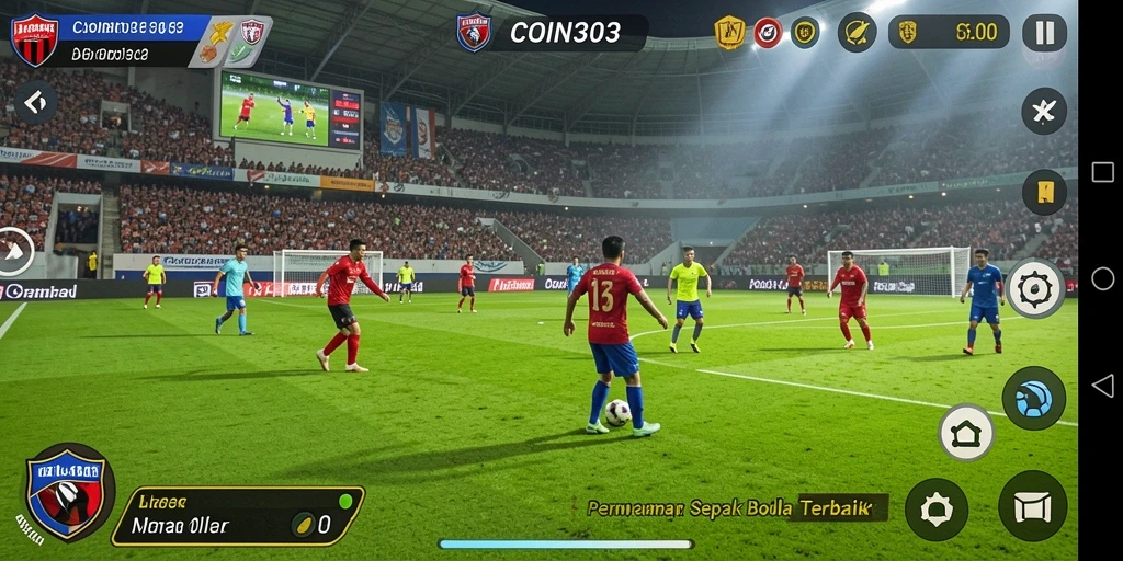 Tampilan seru dari pertandingan sepak bola dalam COIN303.