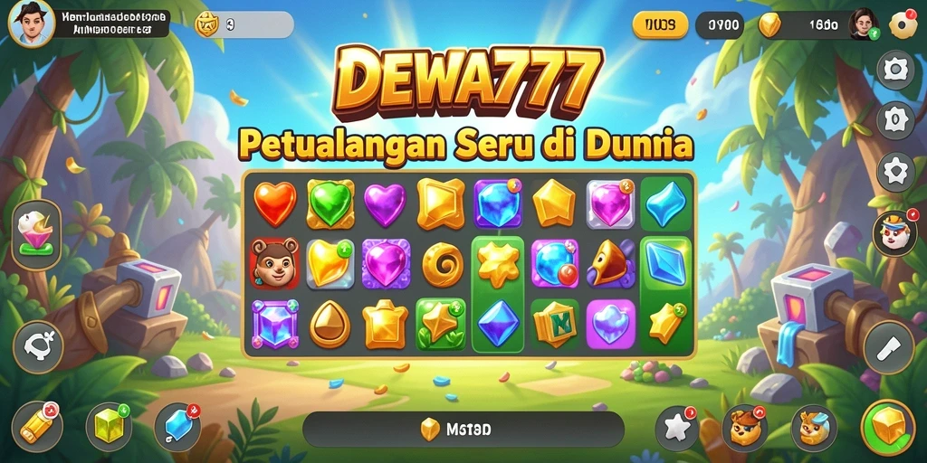 Tampilan gameplay <strong>DEWA777</strong> dengan level Match-3 yang menantang.