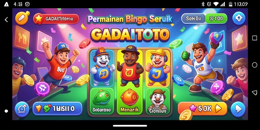 Screenshot GADAITOTO menampilkan gameplay seru Bingo dengan grafik menarik.