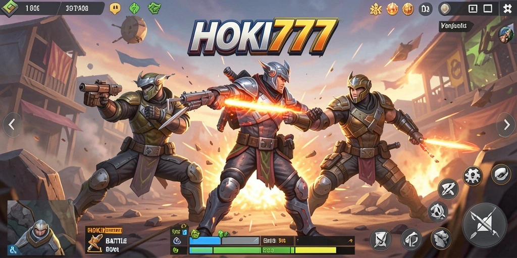 Tampilan gameplay HOKI777 saat pertarungan intens di arena Battle Royale.