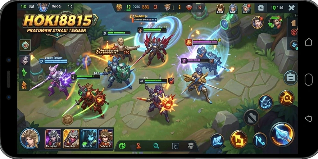 Screenshot gameplay HOKI8815 dengan aksi pertempuran intens.