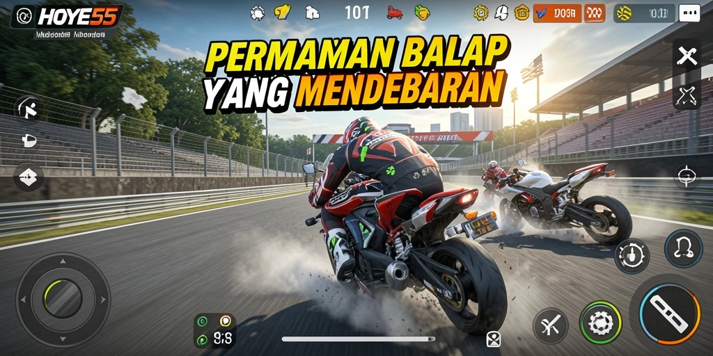 Gameplay mendebarkan dari game balap motor HOYE55.