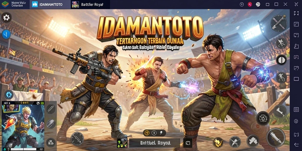 Screenshot utama dari gameplay menampilkan aksi Battle Royale yang mendebarkan.