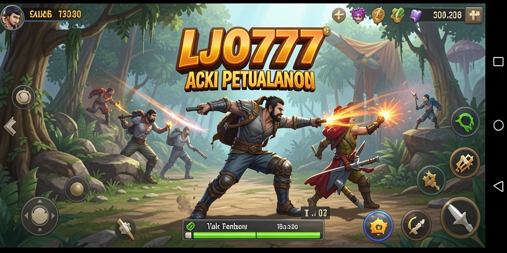 Screenshot LJO777 menampilkan adegan aksi mendebarkan di tengah pertarungan.