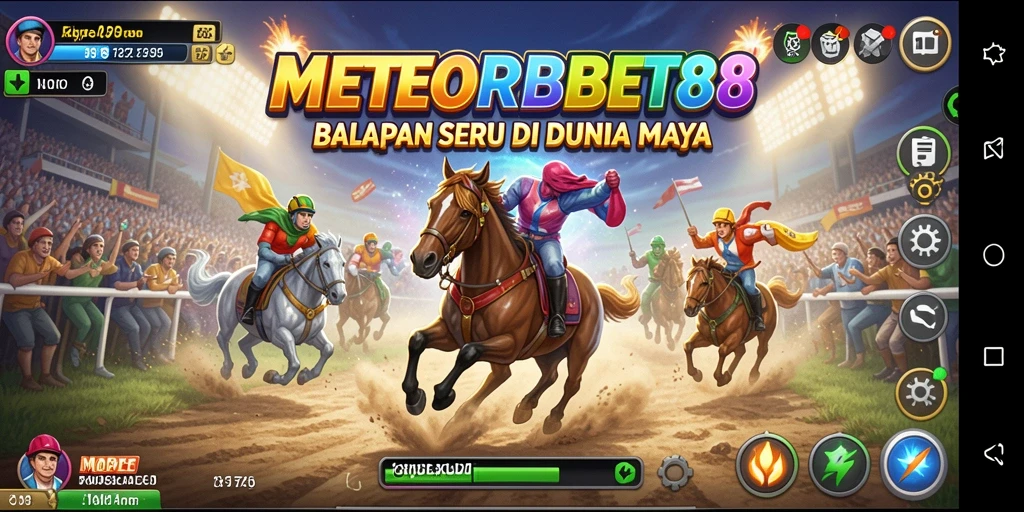 Screenshot gameplay METEORBET88 yang menampilkan balapan seru.