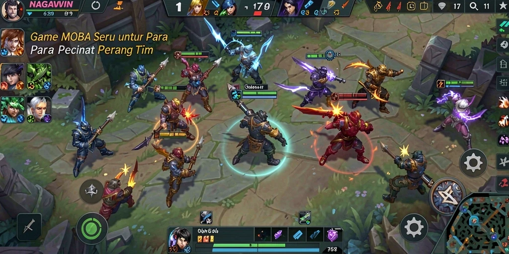 Tampilan gameplay NAGAWIN dengan aksi menarik dan strategi tim.