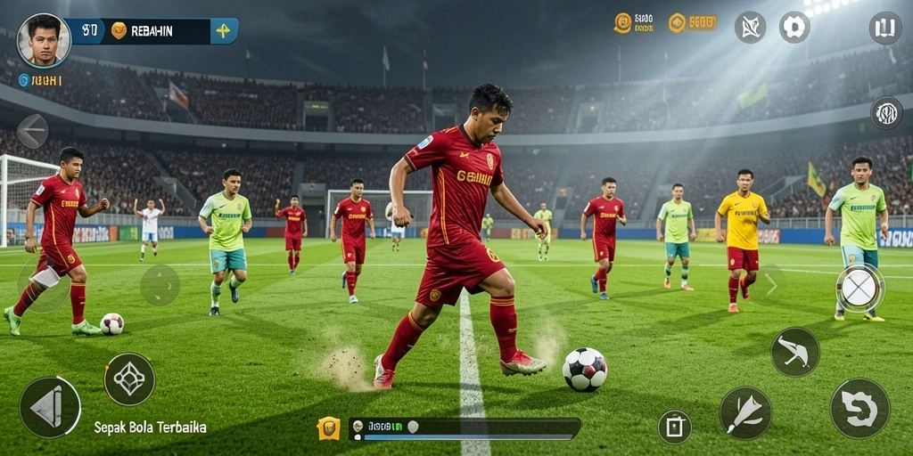 Tampilan gameplay seru dalam REBAHIN yang menggambarkan pertempuran di lapangan.