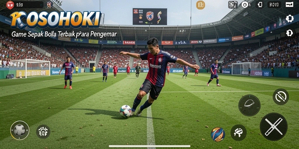 Tampilan gameplay yang mendebarkan di lapangan sepak bola.