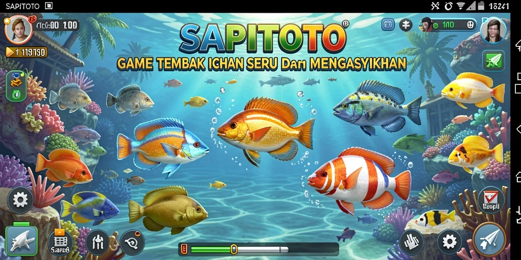 Tampilan gameplay menarik saat menembak ikan dalam SAPITOTO.