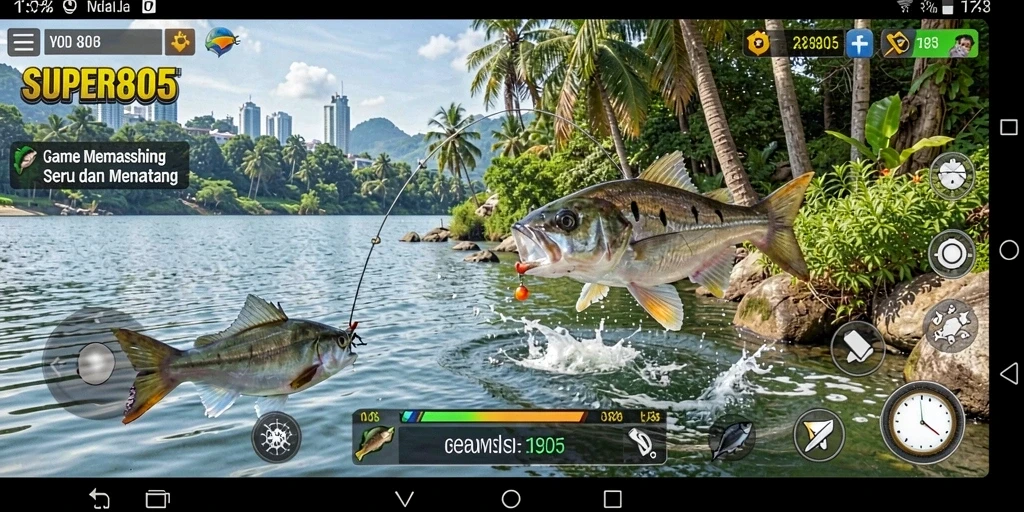 Gameplay seru dalam SUPER805 dengan pengalaman memancing yang menantang.