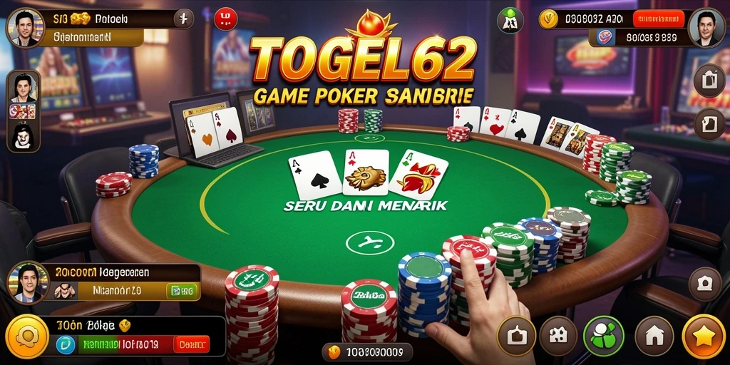Screenshot gameplay TOGEL62 menampilkan keseruan permainan poker.