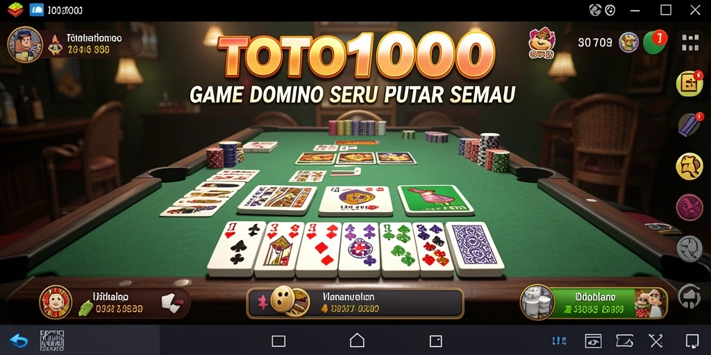 Screenshot dari gameplay TOTO1000 yang menunjukkan keseruan bermain Domino.