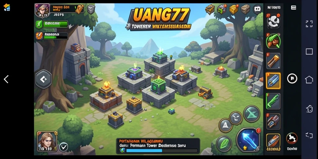 Gameplay seru Tower Defense di UANG77 dengan strategi menara yang unik.